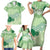 Green Palaka Japanese Patterns Family Matching Short Sleeve Bodycon Dress and Hawaiian Shirt Asanoha Seigaiha Sakura Motif - Polynesian Pride
