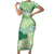 Green Palaka Japanese Patterns Family Matching Short Sleeve Bodycon Dress and Hawaiian Shirt Asanoha Seigaiha Sakura Motif - Polynesian Pride