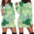 Green Palaka Japanese Patterns Hoodie Dress Asanoha Seigaiha Sakura Motif - Polynesian Pride