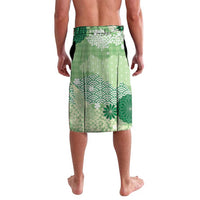 Green Palaka Japanese Patterns Lavalava Asanoha Seigaiha Sakura Motif - Polynesian Pride