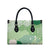 Green Palaka Japanese Patterns Leather Bag Asanoha Seigaiha Sakura Motif - Polynesian Pride