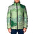 Green Palaka Japanese Patterns Padded Jacket Asanoha Seigaiha Sakura Motif - Polynesian Pride