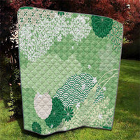 Green Palaka Japanese Patterns Quilt Asanoha Seigaiha Sakura Motif - Polynesian Pride