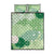 Green Palaka Japanese Patterns Quilt Bed Set Asanoha Seigaiha Sakura Motif - Polynesian Pride