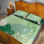 Green Palaka Japanese Patterns Quilt Bed Set Asanoha Seigaiha Sakura Motif - Polynesian Pride