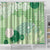 Green Palaka Japanese Patterns Shower Curtain Asanoha Seigaiha Sakura Motif - Polynesian Pride