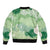 Green Palaka Japanese Patterns Sleeve Zip Bomber Jacket Asanoha Seigaiha Sakura Motif - Polynesian Pride