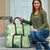 Green Palaka Japanese Patterns Travel Bag Asanoha Seigaiha Sakura Motif - Polynesian Pride
