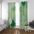Green Palaka Japanese Patterns Window Curtain Asanoha Seigaiha Sakura Motif - Polynesian Pride