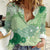 Green Palaka Japanese Patterns Women Casual Shirt Asanoha Seigaiha Sakura Motif - Polynesian Pride