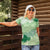 Green Palaka Japanese Patterns Women Polo Shirt Asanoha Seigaiha Sakura Motif - Polynesian Pride