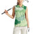 Green Palaka Japanese Patterns Women Sleeveless Polo Shirt Asanoha Seigaiha Sakura Motif - Polynesian Pride