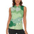 Green Palaka Japanese Patterns Women Sleeveless Polo Shirt Asanoha Seigaiha Sakura Motif - Polynesian Pride