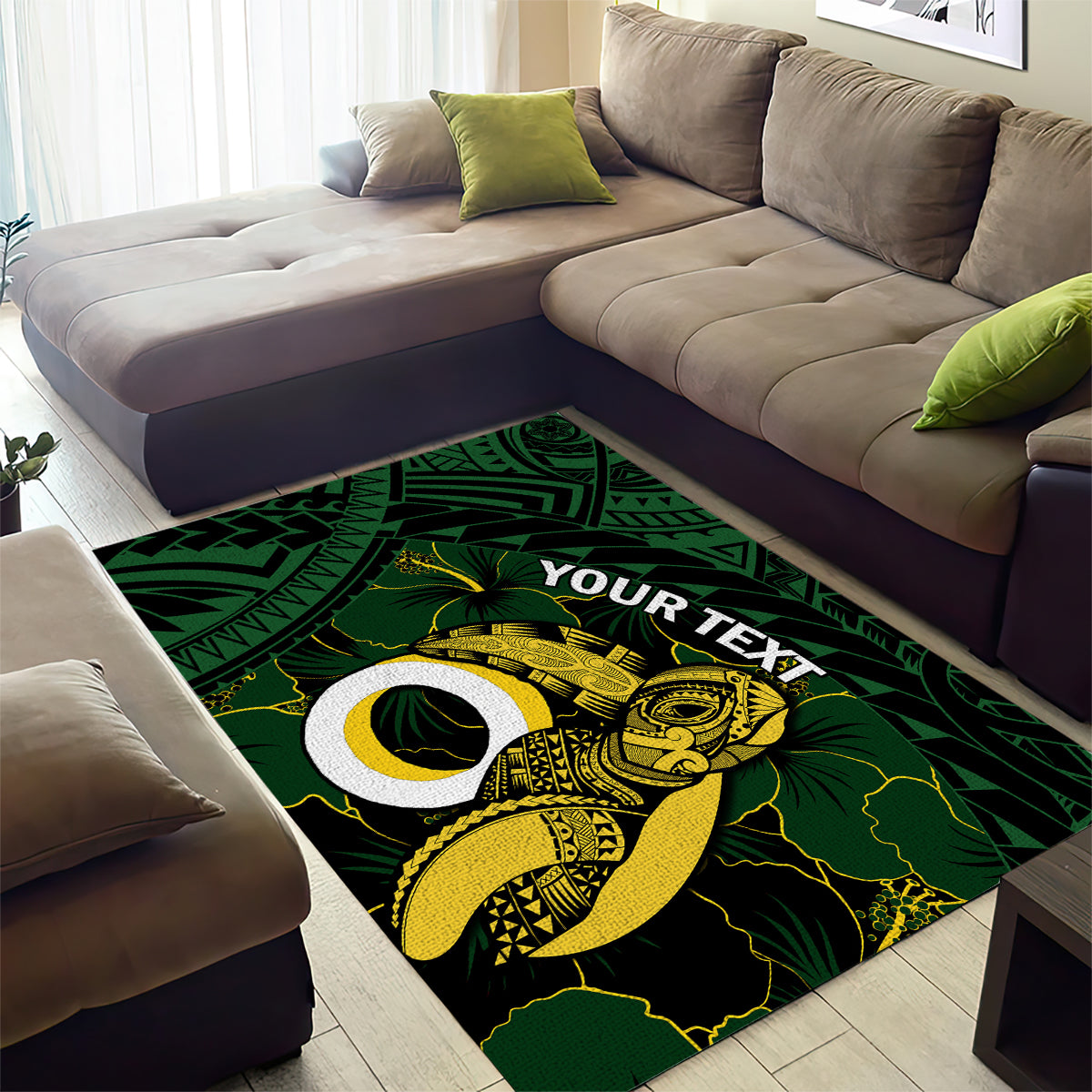 Personalised Solomon Islands Western Province Day Area Rug Sea Turtle Mix Polynesian Hibiscus Pattern LT14 - Polynesian Pride