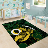 Personalised Solomon Islands Western Province Day Area Rug Sea Turtle Mix Polynesian Hibiscus Pattern LT14 - Polynesian Pride