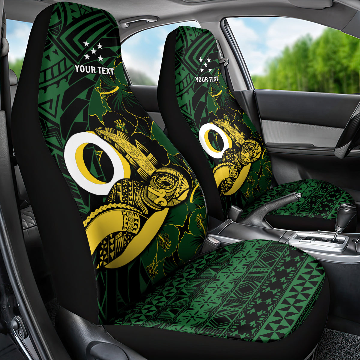 Personalised Solomon Islands Western Province Day Car Seat Cover Sea Turtle Mix Polynesian Hibiscus Pattern LT14 - Polynesian Pride