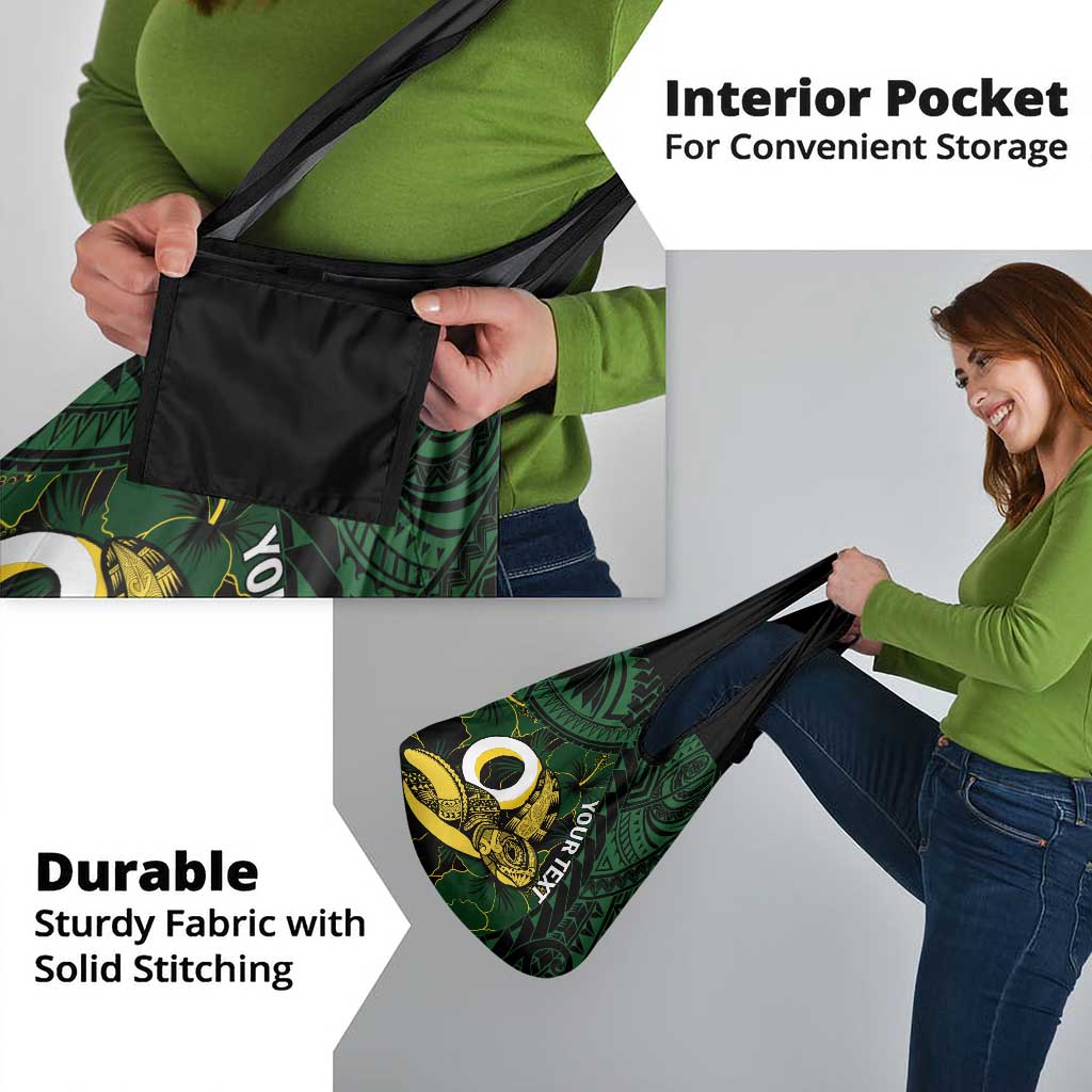 Personalised Solomon Islands Western Province Day Grocery Bag Sea Turtle Mix Polynesian Hibiscus Pattern