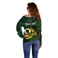 Personalised Solomon Islands Western Province Day Off Shoulder Sweater Sea Turtle Mix Polynesian Hibiscus Pattern LT14 - Polynesian Pride
