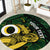 Personalised Solomon Islands Western Province Day Round Carpet Sea Turtle Mix Polynesian Hibiscus Pattern LT14 Green - Polynesian Pride