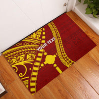 Personalised Fiji Rotuma Rubber Doormat Fijian Tapa Pattern LT14 Maroon - Polynesian Pride