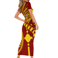 Personalised Fiji Rotuma Short Sleeve Bodycon Dress Fijian Tapa Pattern LT14 - Polynesian Pride