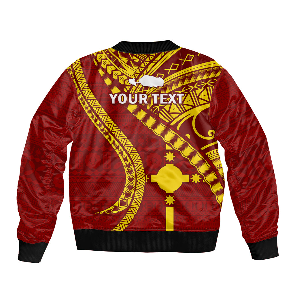 Personalised Fiji Rotuma Sleeve Zip Bomber Jacket Fijian Tapa Pattern LT14 - Polynesian Pride