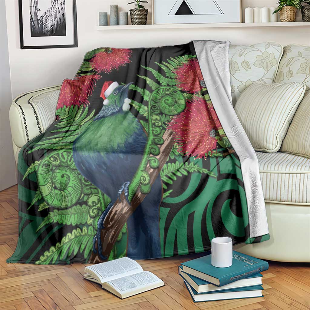 New Zealand Tui Bird Christmas Blanket Maori Fern Mix Pohotukawa