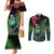 New Zealand Tui Bird Christmas Couples Matching Mermaid Dress and Long Sleeve Button Shirt Maori Fern Mix Pohotukawa