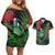 New Zealand Tui Bird Christmas Couples Matching Off Shoulder Short Dress and Hawaiian Shirt Maori Fern Mix Pohotukawa