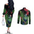 New Zealand Tui Bird Christmas Couples Matching Off The Shoulder Long Sleeve Dress and Long Sleeve Button Shirt Maori Fern Mix Pohotukawa