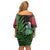 New Zealand Tui Bird Christmas Family Matching Off Shoulder Short Dress and Hawaiian Shirt Maori Fern Mix Pohotukawa