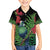 New Zealand Tui Bird Christmas Family Matching Off Shoulder Short Dress and Hawaiian Shirt Maori Fern Mix Pohotukawa