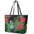 New Zealand Tui Bird Christmas Leather Tote Bag Maori Fern Mix Pohotukawa