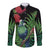 New Zealand Tui Bird Christmas Long Sleeve Button Shirt Maori Fern Mix Pohotukawa