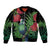 New Zealand Tui Bird Christmas Sleeve Zip Bomber Jacket Maori Fern Mix Pohotukawa