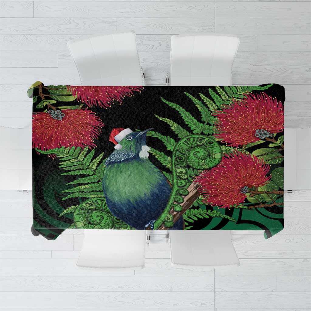 New Zealand Tui Bird Christmas Tablecloth Maori Fern Mix Pohotukawa LT14 Black - Polynesian Pride