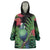 New Zealand Tui Bird Christmas Wearable Blanket Hoodie Maori Fern Mix Pohotukawa