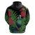 New Zealand Tui Bird Christmas Zip Hoodie Maori Fern Mix Pohotukawa