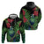 New Zealand Tui Bird Christmas Zip Hoodie Maori Fern Mix Pohotukawa