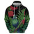 New Zealand Tui Bird Christmas Zip Hoodie Maori Fern Mix Pohotukawa