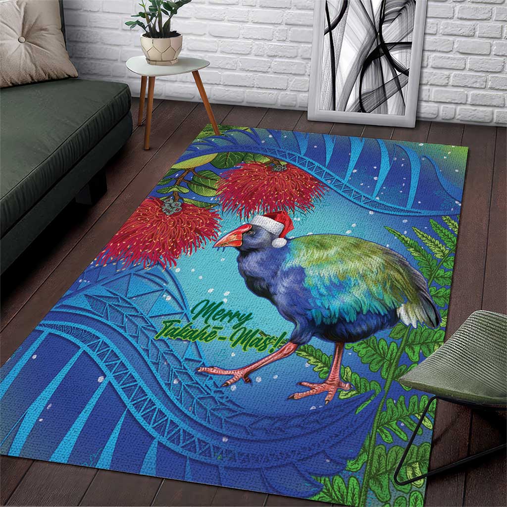 New Zealand Takahe Christmas Area Rug Maori Fern Mix Pohotukawa