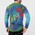 New Zealand Takahe Christmas Button Sweatshirt Maori Fern Mix Pohotukawa