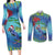 New Zealand Takahe Christmas Couples Matching Long Sleeve Bodycon Dress and Long Sleeve Button Shirt Maori Fern Mix Pohotukawa