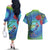 New Zealand Takahe Christmas Couples Matching Off The Shoulder Long Sleeve Dress and Hawaiian Shirt Maori Fern Mix Pohotukawa