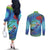 New Zealand Takahe Christmas Couples Matching Off The Shoulder Long Sleeve Dress and Long Sleeve Button Shirt Maori Fern Mix Pohotukawa