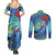 New Zealand Takahe Christmas Couples Matching Summer Maxi Dress and Long Sleeve Button Shirt Maori Fern Mix Pohotukawa