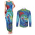 New Zealand Takahe Christmas Couples Matching Tank Maxi Dress and Long Sleeve Button Shirt Maori Fern Mix Pohotukawa