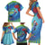 New Zealand Takahe Christmas Family Matching Short Sleeve Bodycon Dress and Hawaiian Shirt Maori Fern Mix Pohotukawa