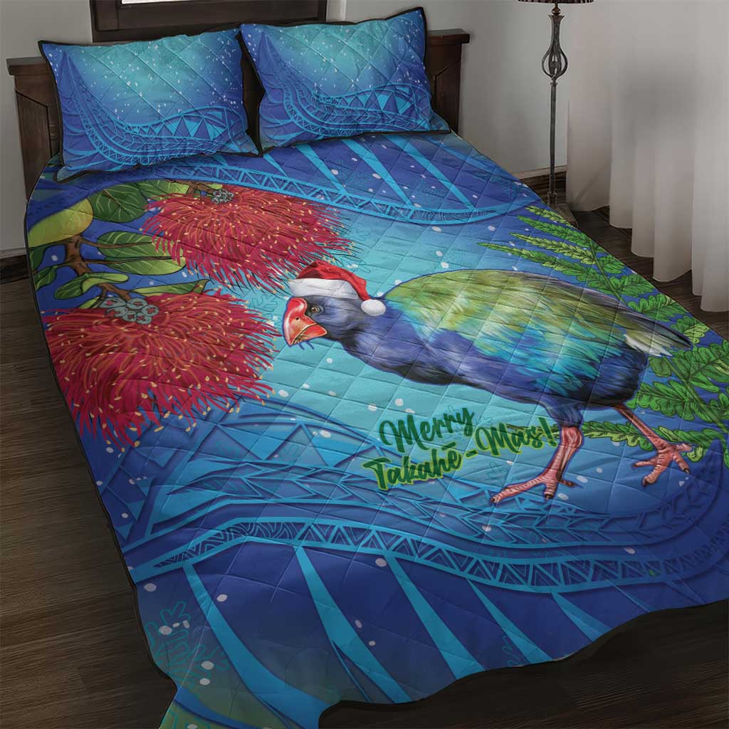 New Zealand Takahe Christmas Quilt Bed Set Maori Fern Mix Pohotukawa