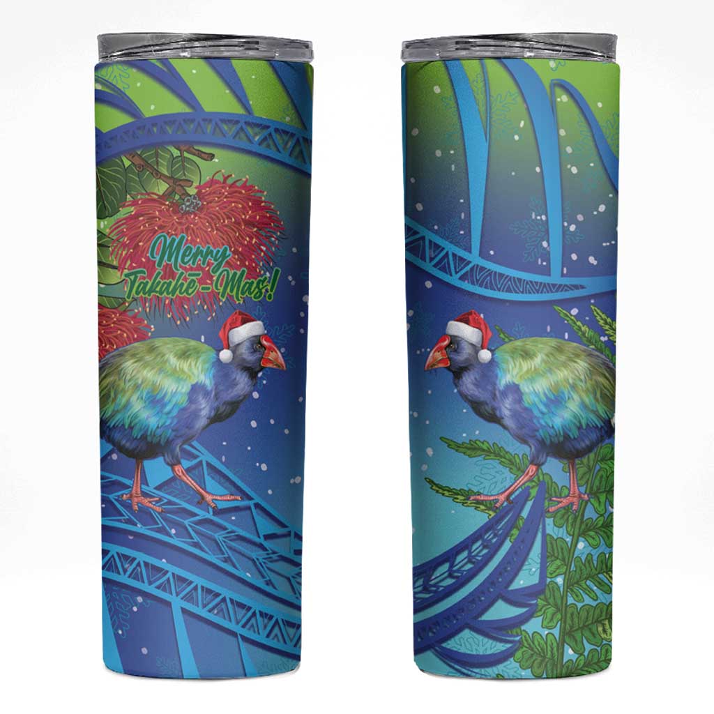 New Zealand Takahe Christmas Skinny Tumbler Maori Fern Mix Pohotukawa